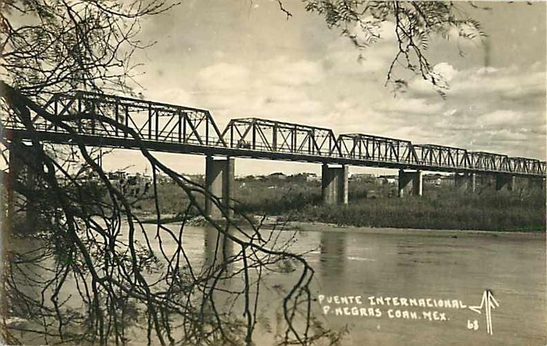 RPPC Puente Internacional. Negres. Coah. Mexico , EKC Sello Real Photo