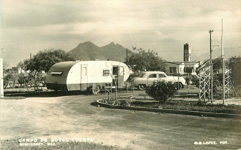 Automobile Campo De Hotel Courts RPPC Photo Postcard Lopez 20-1129