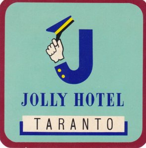 Italy Taranto Jolly Hotel Vintage Luggage Label sk2299