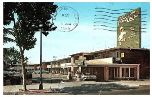 San Jose Travelodge Downtown Westside Old Cars Signs Postcard 1965