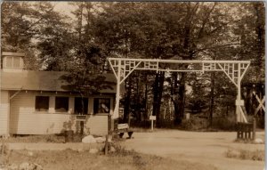 YMCA Camp RPPC c1920s Entrance Ladies Beach Sign Postcard W13