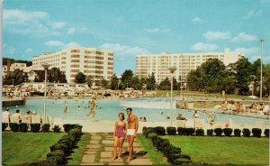 Kiamesha Lake NY The Concord Hotel Resort Swimming Pool Unused Postcard H18