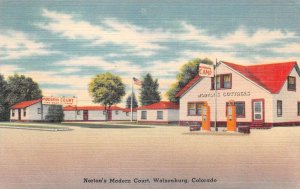 Walsenburg Colorado Norton's Modern Court Gas Station Vintage Postcard AA57578