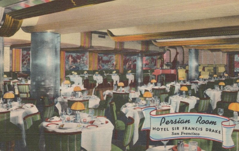 Postcard Persian Room Hotel Sir Francis Drake San Francisco CA