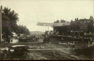 Hartley IA Busy Street Scene c1910 Real Photo Postcard