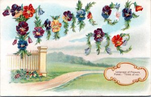 Postcard Language of Flowers - Think of Me - Pansy