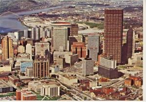 Pittsburgh PA Pennsylvania Aerial View Three Rivers Stadium Unused Postcard D24