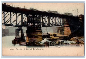 Cleveland Ohio OH Postcard Superior St. Viaduct Trolley Horse Carriage Rotograph