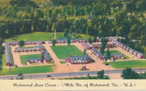 Richmond VA Virginia Richmond Auto Court on US Route 1 pm 1952 Roadside - Linen