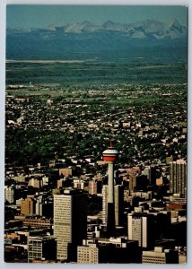 Calgary Tower, Calgary Alberta Canada, Chrome Aerial View Postcard