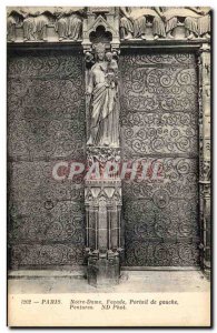 Old Postcard Paris Notre Dame Portal Facade Left Hinges