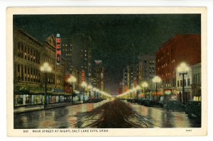 UT - Salt Lake City. Main Street at Night circa 1933