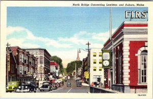 Postcard SHOPS SCENE Lewiston Maine ME AL0982