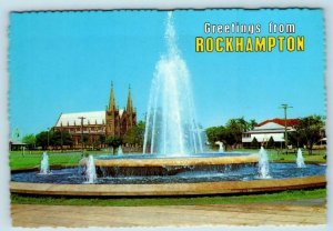 ROCKHAMPTON, Queensland, Australia ~ CATHOLIC CATHEDRAL Fountain 4x6 Postcard