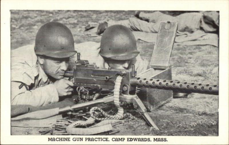 Camp Edwards MA Machine Gun Practice WWII Era Postcard