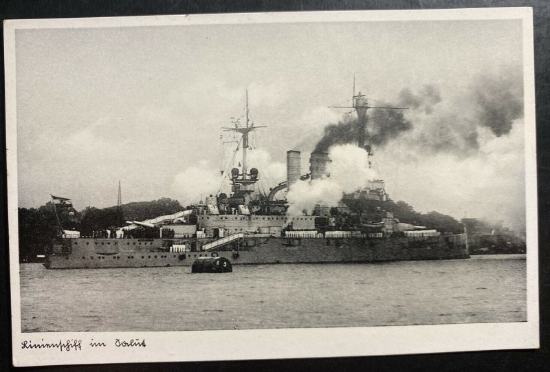 Mint Germany Real Picture Postcard Cover RPPC Battleship At Port 