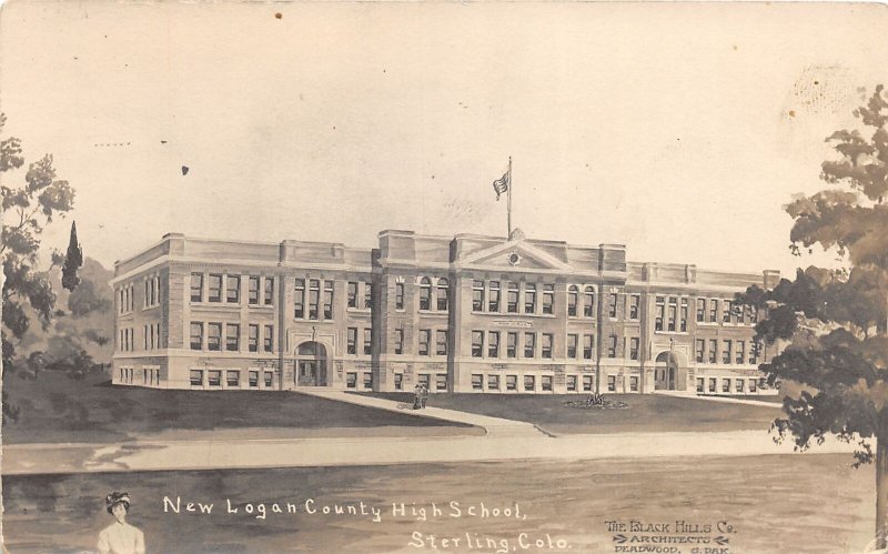 J58/ Sterling Colorado RPPC Postcard c1910 Logan County High School 54