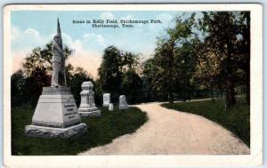 CHATTANOOGA, Tennessee TN   CHICKAMAUGA PARK  Kelly Field Statues 1920s Postcard