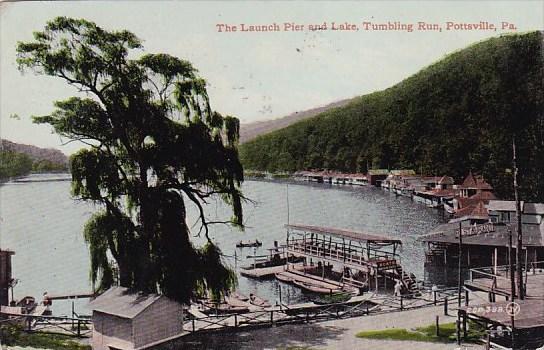 The Launch Pier And Lake Tumbling Run Pottsville Pennsylvania 1910