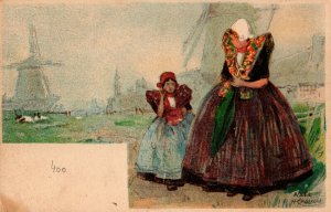 Artist Signed Cassiers Axel Traditional Dutch Dress Vintage Postcard 03.69