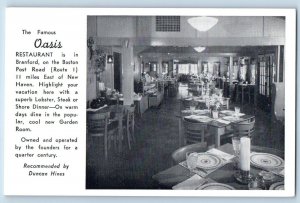 Branford Connecticut CT Postcard Oasis Restaurant Interior 1940 Vintage Antique