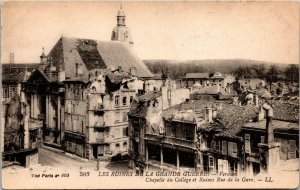 Vtg Chapelle du Coliege et Ruines Rue De La Gare WW1 France Postcard