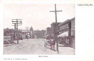 Lisbon Falls Maine Main Street Antique Postcard J73073