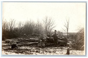 c1910's Mens Coffee Logging Forestry Occupational RPPC Photo Antique Postcard