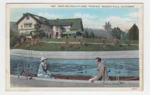 P2363, 1931 postcard home of mary & doug pickford in canoe beverly hills calif