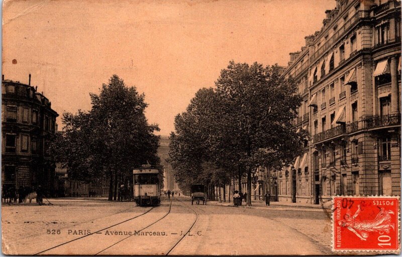 France Paris Avenue Marceau Vintage Postcard 09.68