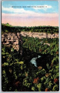 Vtg Mays Gulch Canyon Fort Payne Alabama AL 1940s View Linen Postcard