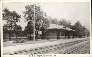 Syracuse IN B&O RR Depot Train Station c1915 Postcard