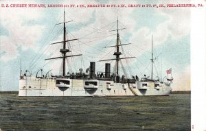 U.S. Navy Cruiser Newark, Near Philadelphia, PA., Very Early Postcard, Unused