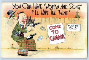 Canada Postcard Drinking Prohibition Drunk Man You Can Have Woman And Song