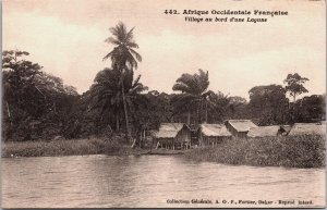 Senegal Afrique Occidentale Village au Bord d'une Lagune Natives Postcard C109