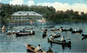 1921 Boating at Pine Island Park, Manchester New Hampshire NH Antique Postcard