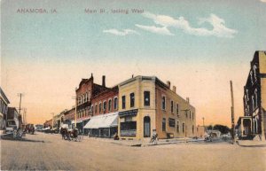 Anamosa Iowa Main Street Looking West Vintage Postcard JI658409