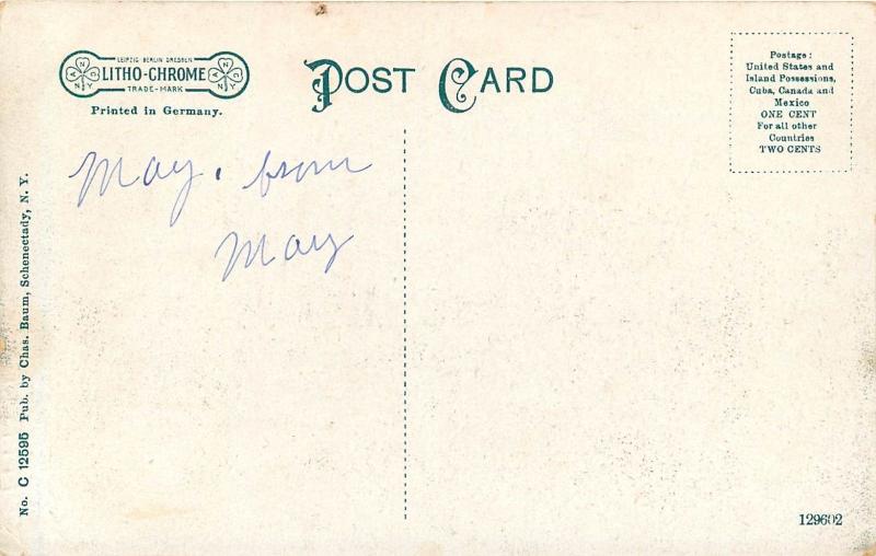 Chromograph Postcard; State Street, Crescent Park, Schenectady NY & Trolley