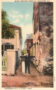 Vintage Postcard 1930s Narrowest In US Treasury Street St. Augustine Florida FL