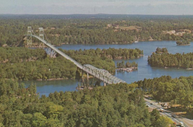 Thousand Islands Bridge Ontario Aerial Birds Eye Canada Canadian Postcard