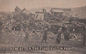 Postcard Scene After Flood Austin PA