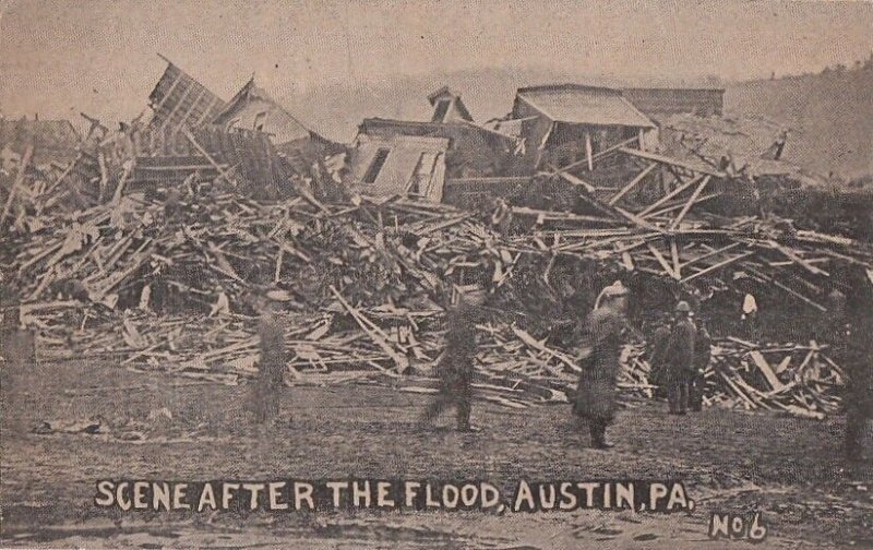 Postcard Scene After Flood Austin PA