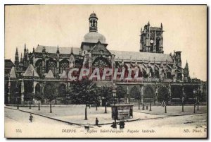 Old Postcard Dieppe Saint Jacques Church Facade Side