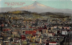 Portland Oregon c1910 Postcard glimpse Aerial View With Mt. Hood