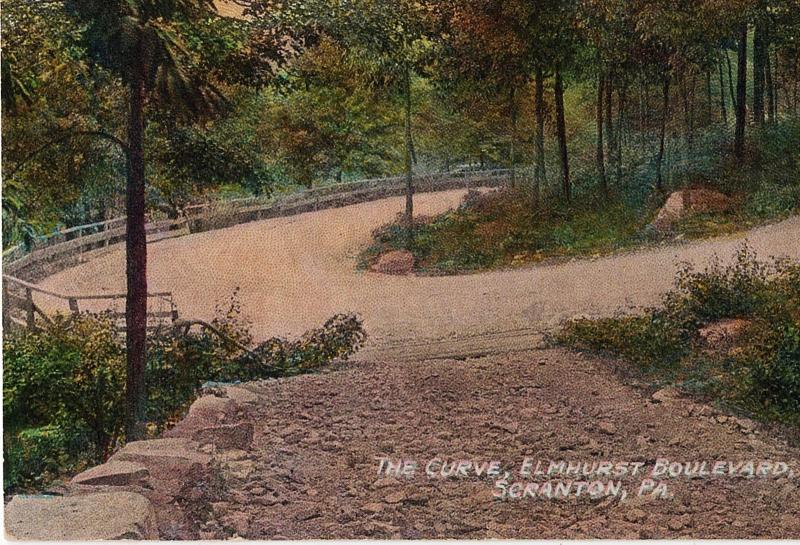 Scranton PA 1907-15 The Curve Elmhurst Boulevard Lackawanna Co RARE DB Postcard