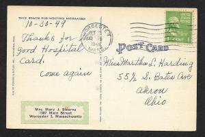 Saint Vincent Hospital Worcester MA used c1949