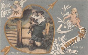 Christmas Greetings Romance Cupid's Darts Vintage Postcard JH230863