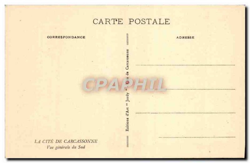 Old Postcard La Cite De Carassonne South General view