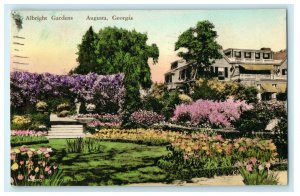 1932 Albright Gardens, Augusta, Georgia GA Handcolored Vintage Postcard