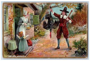 1909 Thanksgiving Day Man Cached A Turkey Lawrence Kansas KS Tuck's Postcard